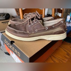 Men’s Dockers Brown Leather Boat Shoes Loafers Size 12